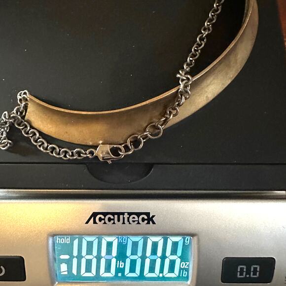 Brass Choker Brutalist Modern Retro Bold Unique Q Makers Mark Jewelry Vintage - Picture 6 of 9